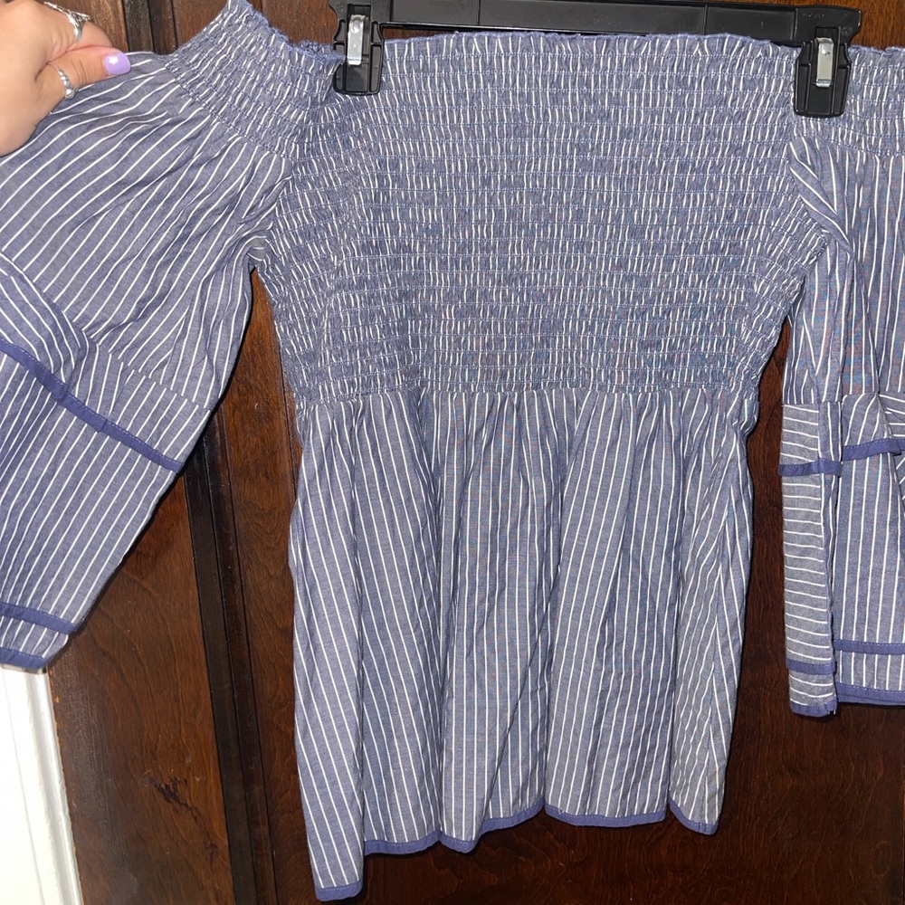 Strapless Blue and White Blouse